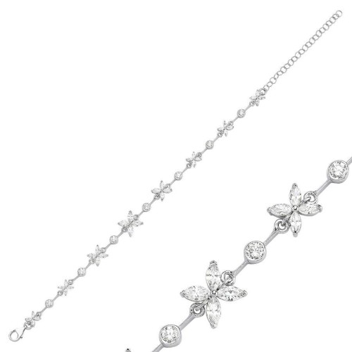 Markiz Roza Taşlı Süzme Suyolu Gümüş Kadın Bileklik - CNG Jewels