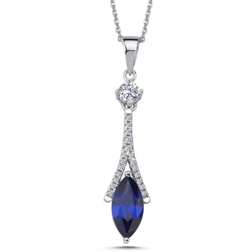 Markiz Safir Eyfel Kadın Gümüş Kolye - CNG Jewels