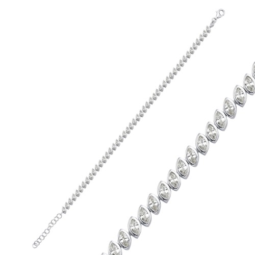 Markiz Taşlı Gümüş Suyolu Bileklik - CNG Jewels