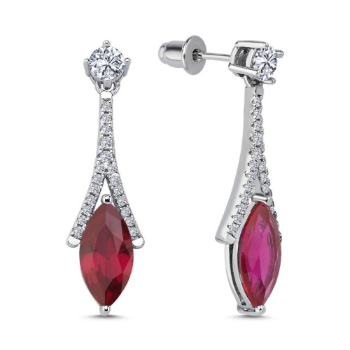 Markiz Yakut Eyfel Sallantılı Gümüş Küpe - CNG Jewels