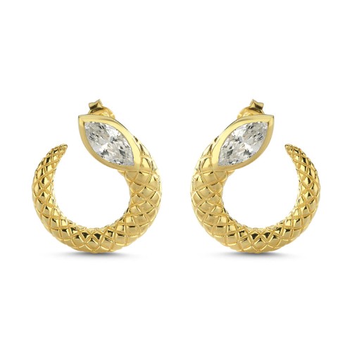 Markiz Yılan C Gold Gümüş Kadın Küpe - CNG Jewels