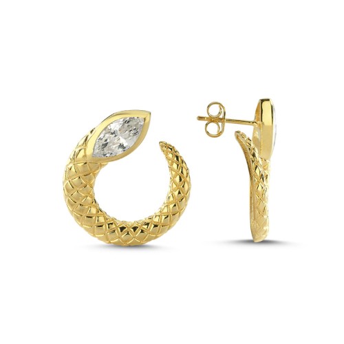 Markiz Yılan C Gold Gümüş Kadın Küpe - CNG Jewels (1)