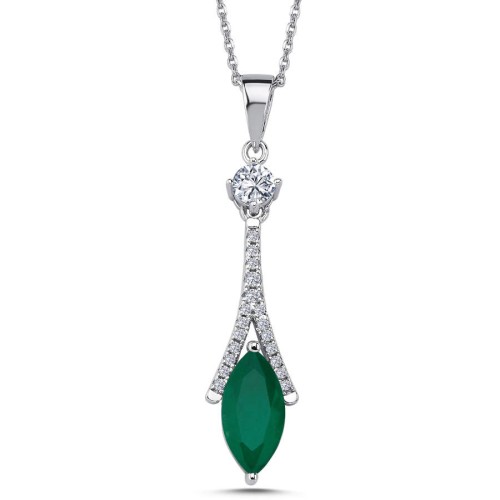 Markiz Zümrüt Eyfel Kadın Gümüş Kolye - CNG Jewels