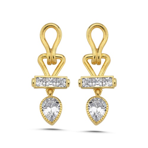 Marlis Sallantılı Gold Kadın Gümüş Küpe - CNG Jewels