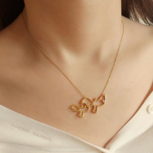 Martı Gold Gümüş Kadın Kolye - CNG Jewels