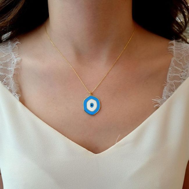 Mavi Mineli Silvia Göz Gümüş Kadın Kolye - 2