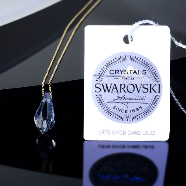 Mavi Swarovski Crystal 14 Ayar Altın Kolye - 2