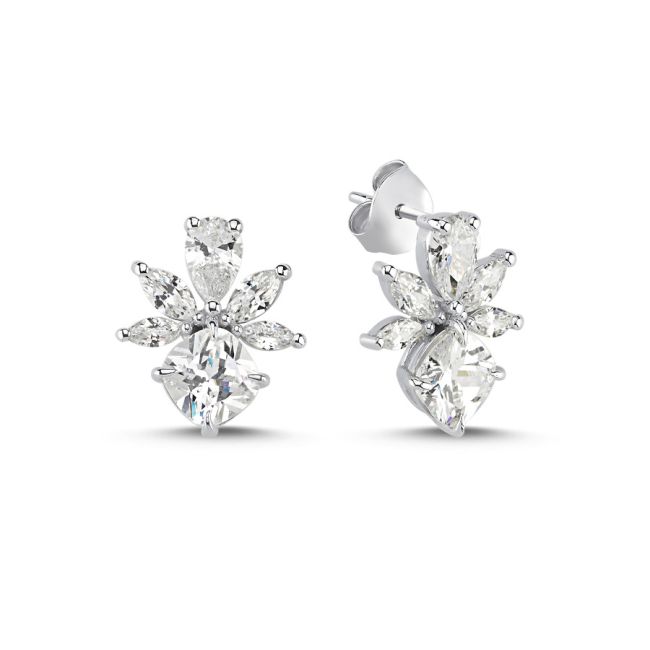 Merkür Damla Markiz Taşlı Gümüş Kadın Küpe - 1