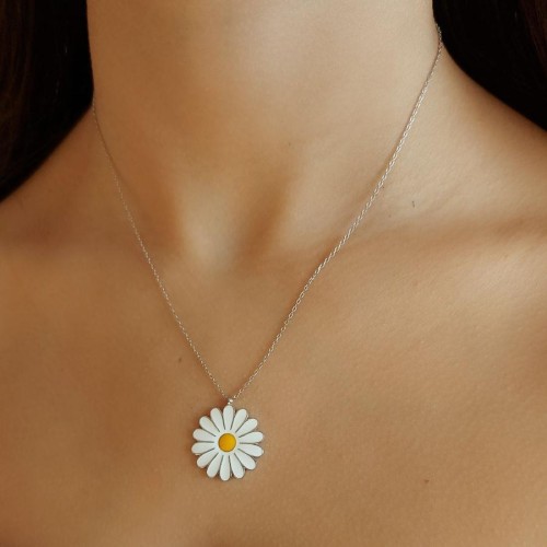 Mineli Papatya Gümüş Bayan Kolye - CNG Jewels (1)