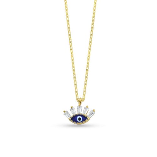 Mini Kirpikli Göz Gümüş Kadın Kolye - CNG Jewels