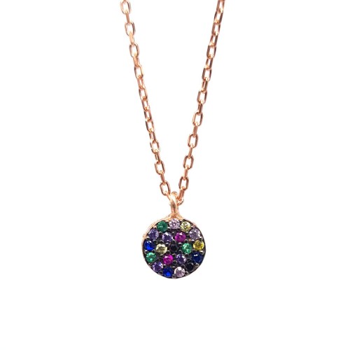 Minik Renkli Taşlı Gümüş Bayan Kolye - CNG Jewels