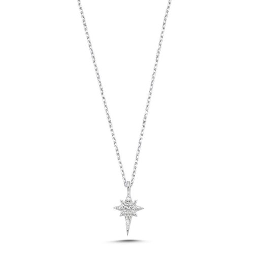 Small Stone Pole Star Silver Women's Necklace 