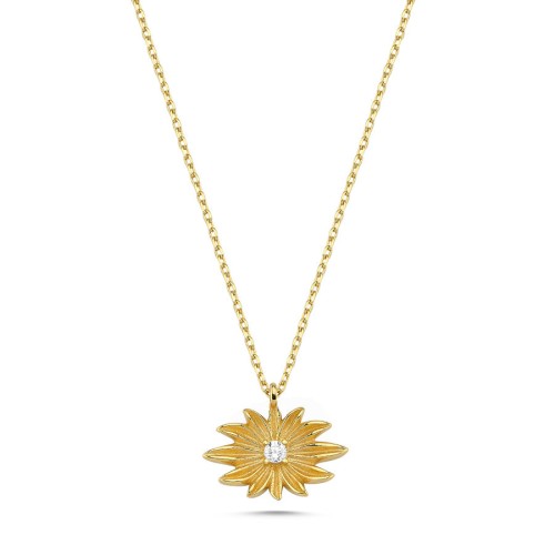 Minimal Çiçek Figürlü 14 Ayar Altın Kolye - CNG Jewels