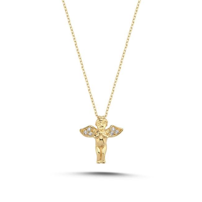 14K Gold Minimal Eros Angel Necklace - 1