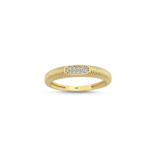 Minimal Helezon Taşlı 14 Ayar Altın Yüzük - CNG Jewels