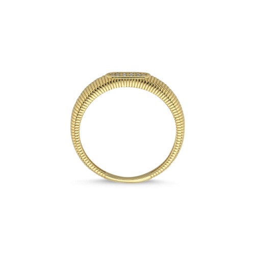 Minimal Helezon Taşlı 14 Ayar Altın Yüzük - CNG Jewels (1)