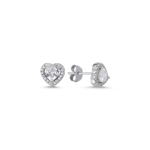 Minimal Kalp Tektaş Kadın Gümüş Küpe - CNG Jewels
