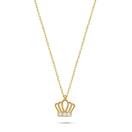Minimal Kraliçe Tacı Altın Kolye - CNG Jewels