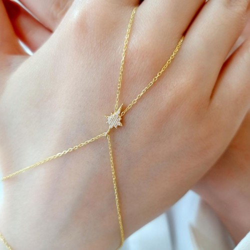Minimal Kutup Yıldızı Gold Gümüş Şahmeran Bileklik - CNG Jewels