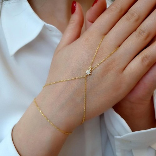 Minimal Kutup Yıldızı Gold Gümüş Şahmeran Bileklik - CNG Jewels (1)