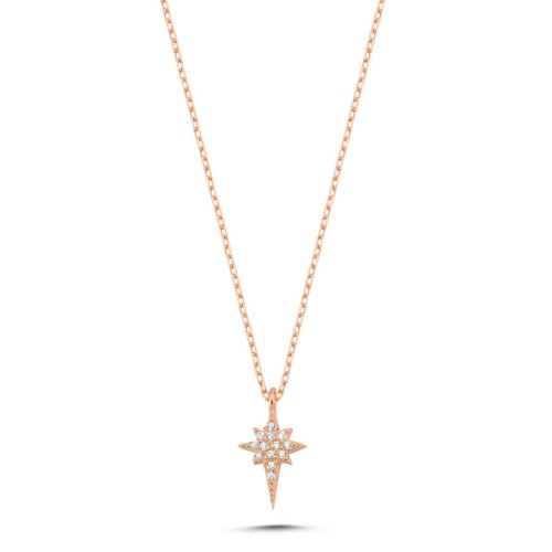 Minimal North Star Rose Silver Women's Necklace - 1