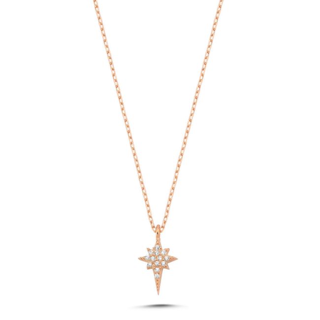 Minimal North Star Rose Silver Women's Necklace - 1