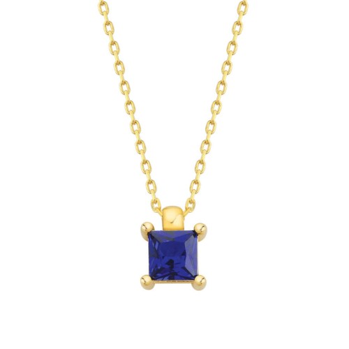 Minimal Prenses Safir Mavisi Tektaş Altın Kolye - CNG Jewels