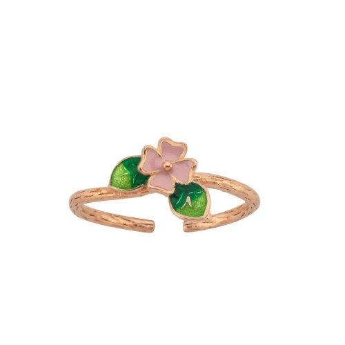 Minimal Renkli Yonca Yaprak Kadın Gümüş Yüzük - CNG Jewels