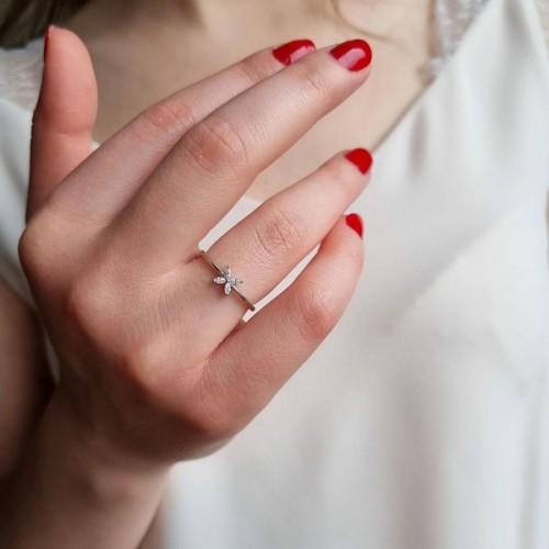 Minimal Roza Markiz Gümüş Kadın Yüzük - CNG Jewels