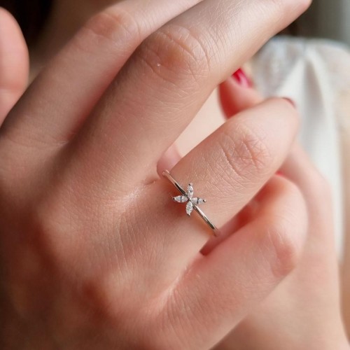 Minimal Roza Markiz Gümüş Kadın Yüzük - CNG Jewels (1)