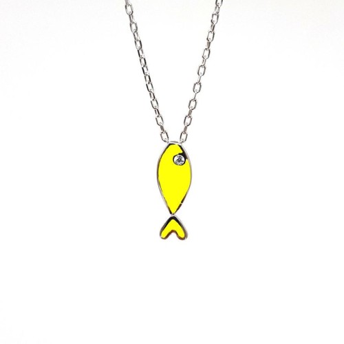 Minimal Sarı Balık Kadın Gümüş Kolye - CNG Jewels