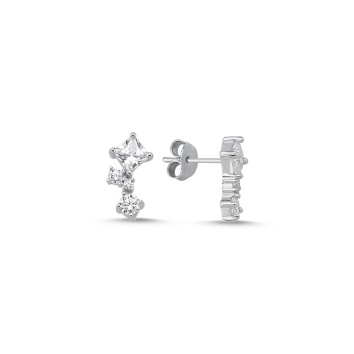 Minimal Taşlı Kayan Yıldız Kadın Gümüş Küpe - CNG Jewels