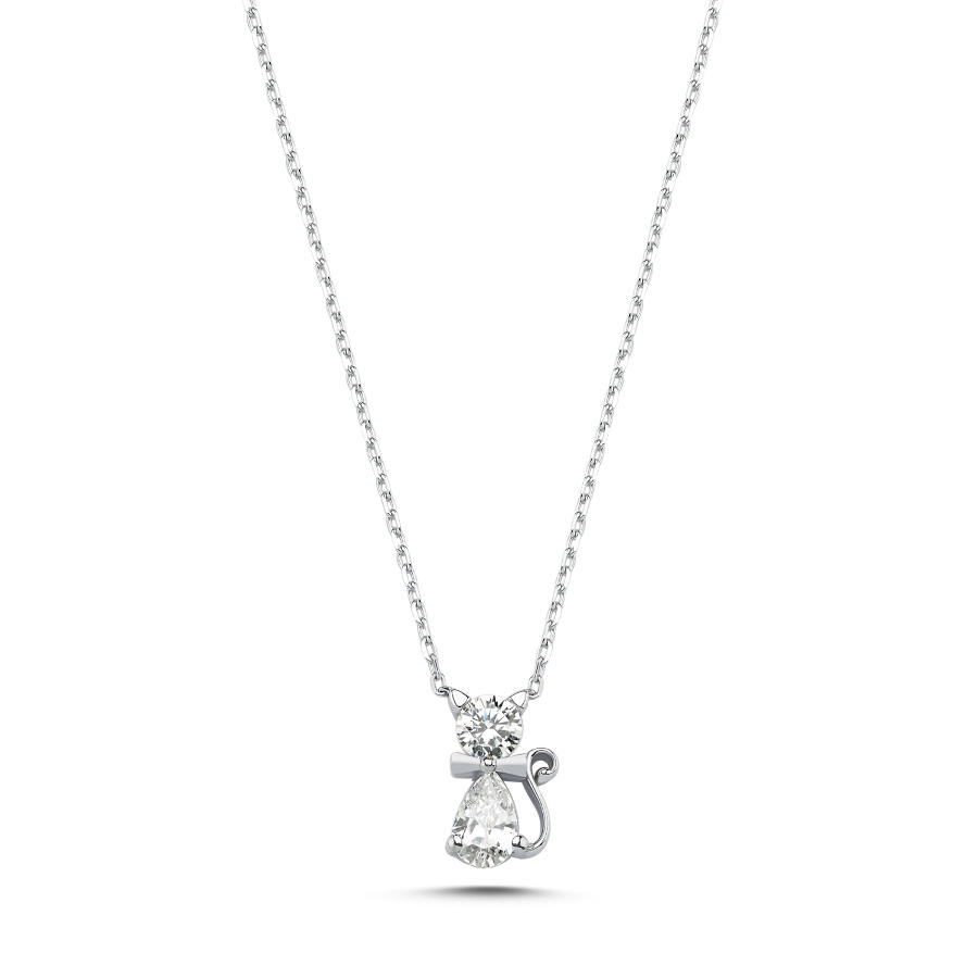 Minimal Stone Catwoman Silver Necklace - CNG Jewels
