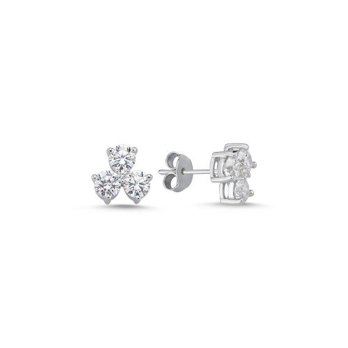 Minimal Taşlı Tria Kadın Gümüş Küpe - CNG Jewels