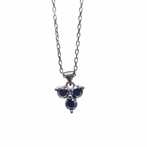 Minimal Tria Siyah Gümüş Kadın Kolye - CNG Jewels