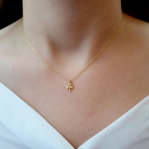 Minimal Yonca Gold Gümüş Kadın Kolye - CNG Jewels (1)