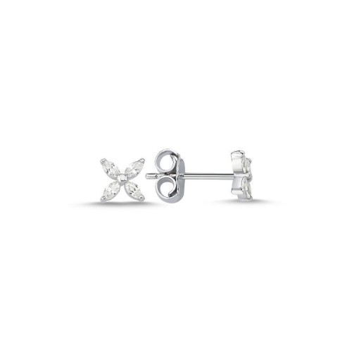 Minimal Yonca Markiz Gümüş Kadın Küpe - CNG Jewels