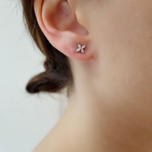 Minimal Yonca Markiz Gümüş Kadın Küpe - CNG Jewels (1)