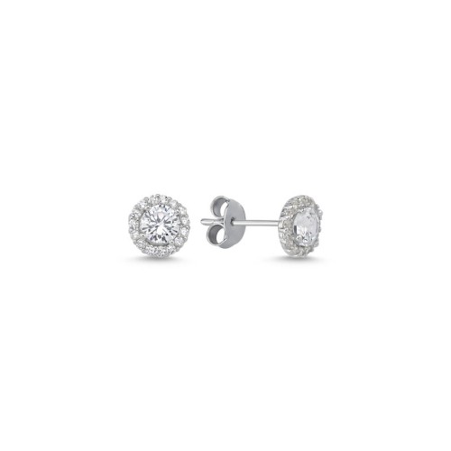 Minimal Yuvarlak Tektaş Kadın Gümüş Küpe - CNG Jewels