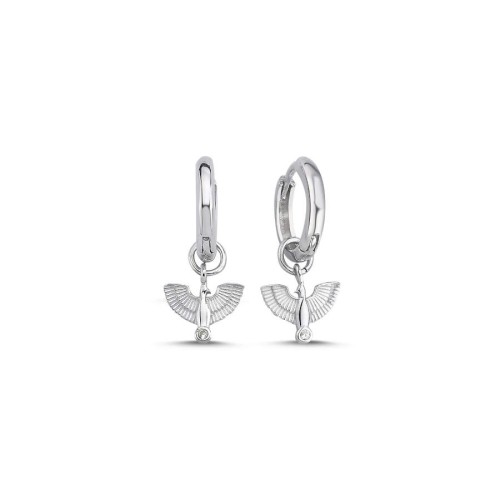 Minimal Zümrüd-ü Anka Kuşu Kadın Gümüş Küpe - CNG Jewels
