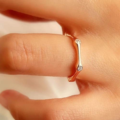 Modern İnce Altıgen Kemik Rose Gümüş Bayan Yüzük - CNG Jewels (1)