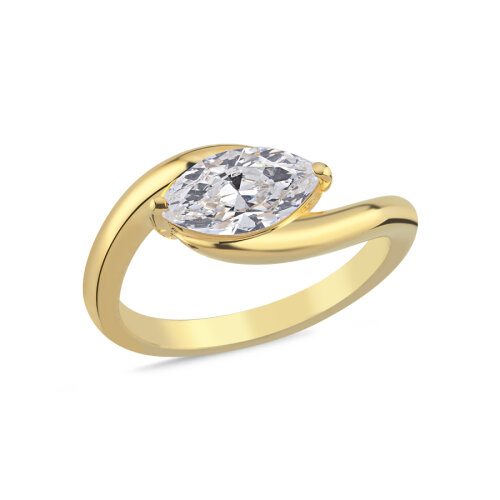 Modern Line Markiz Tektaş Gümüş Yüzük - CNG Jewels