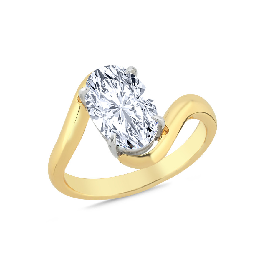 Semi Modern Oval Tektaş Gümüş Yüzük - CNG Jewels