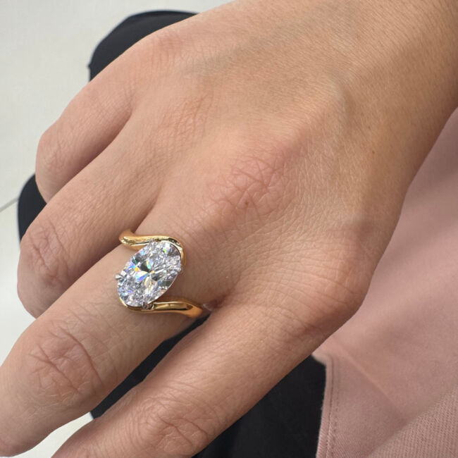 Semi Modern Oval Tektaş Gümüş Yüzük - 2