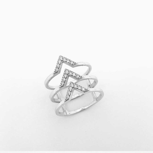 Modern Tasarım Üçlü V Gümüş Bayan Yüzük - CNG Jewels