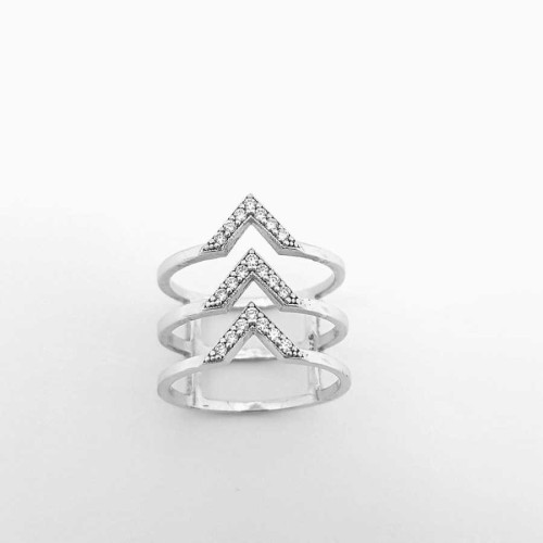 Modern Tasarım Üçlü V Gümüş Bayan Yüzük - CNG Jewels (1)