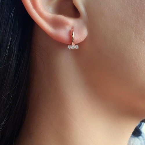 Modern Tria Gümüş Bayan Küpe - CNG Jewels