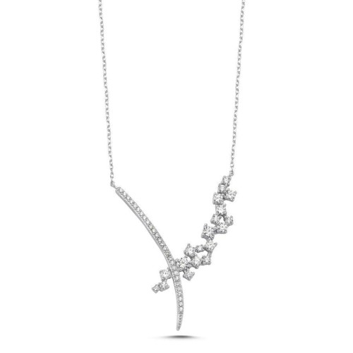 Moon Tasarım Taşlı Kadın Gümüş Kolye - CNG Jewels