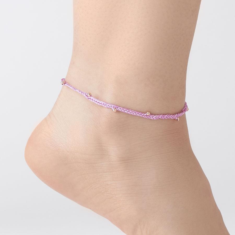 Purple Knitted Thread Bulk Silver Anklet - CNG Jewels