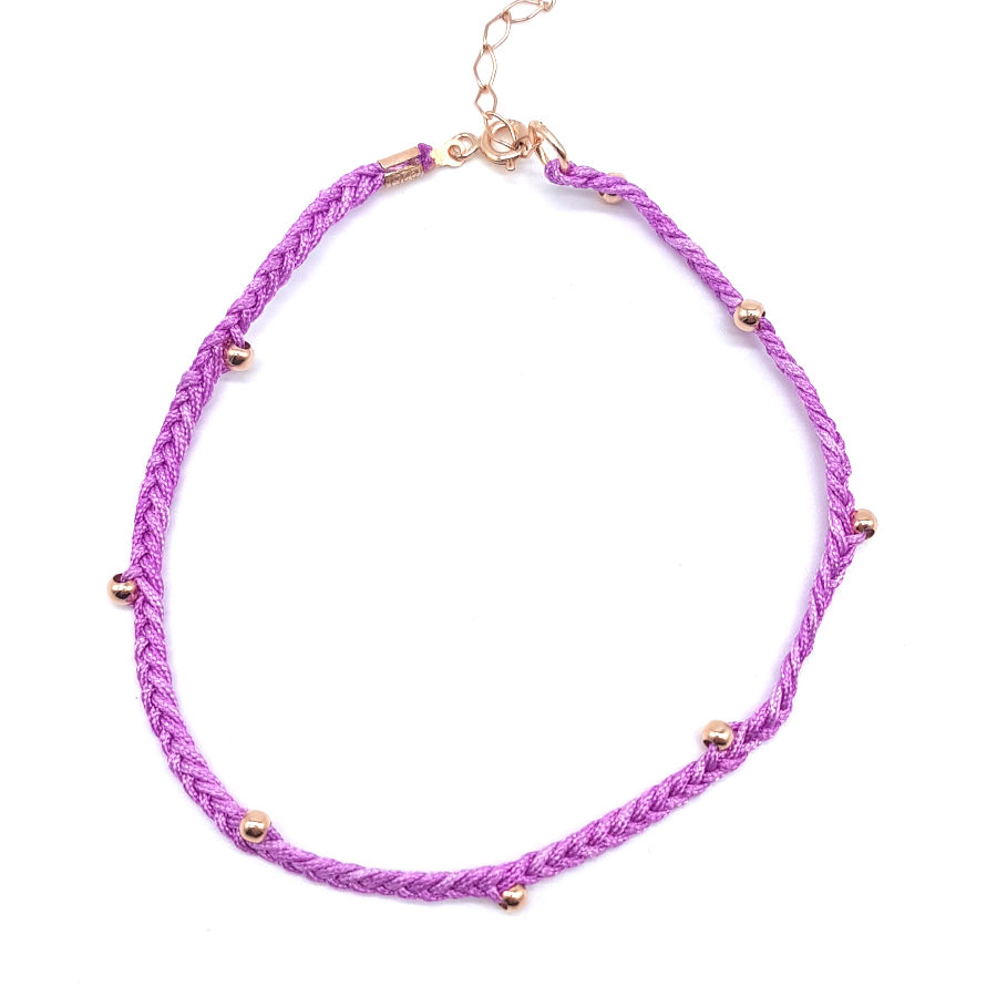 Purple Knitted Thread Bulk Silver Anklet - CNG Jewels (1)